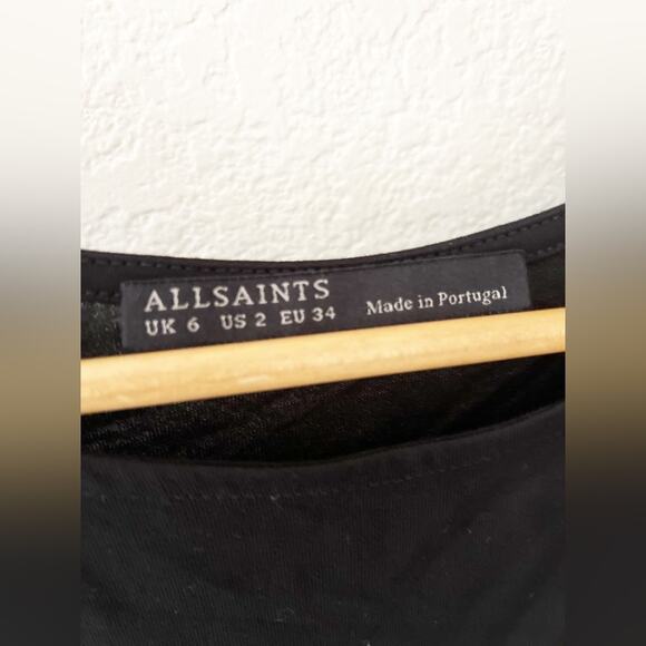 All Saints Sabie Wo Black Draped Viscose Cap Sleeve Mini Dress Size 2 - Picture 4 of 8